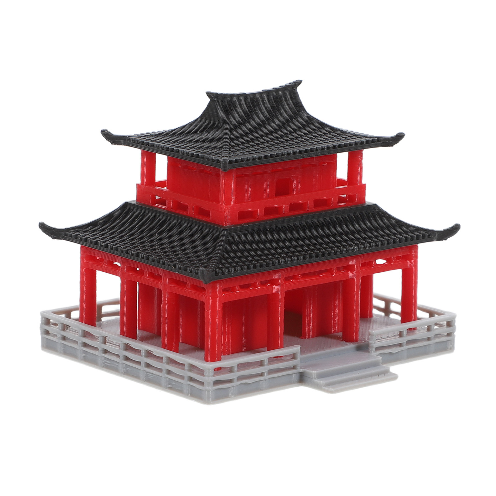 Aquarium - Ancient Chinese Black Red Pavilion Micro