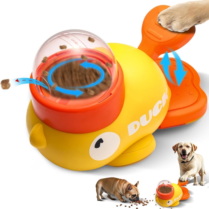 Dog Puzzle Feeder Toy - Yellow Duck-Shaped Interactive Cat Treat Dispenser