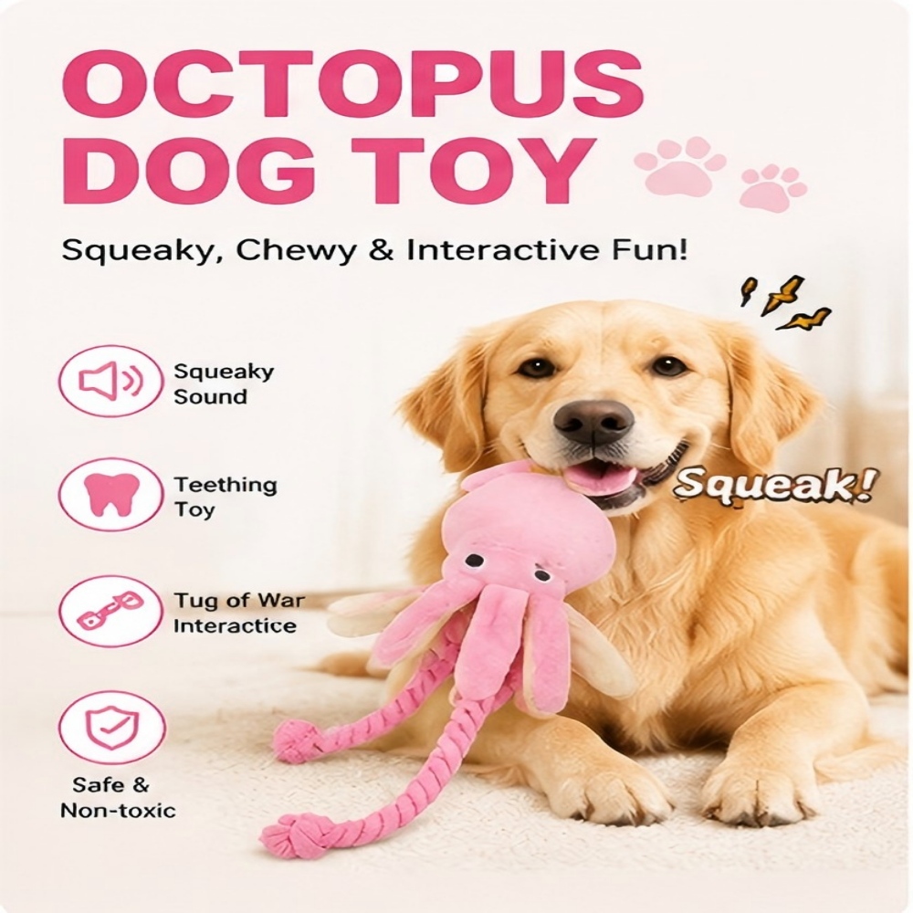 Giant Plush Octopus Dog Chew T - Dog Rope Toy Aggressive Chewers recension och pris