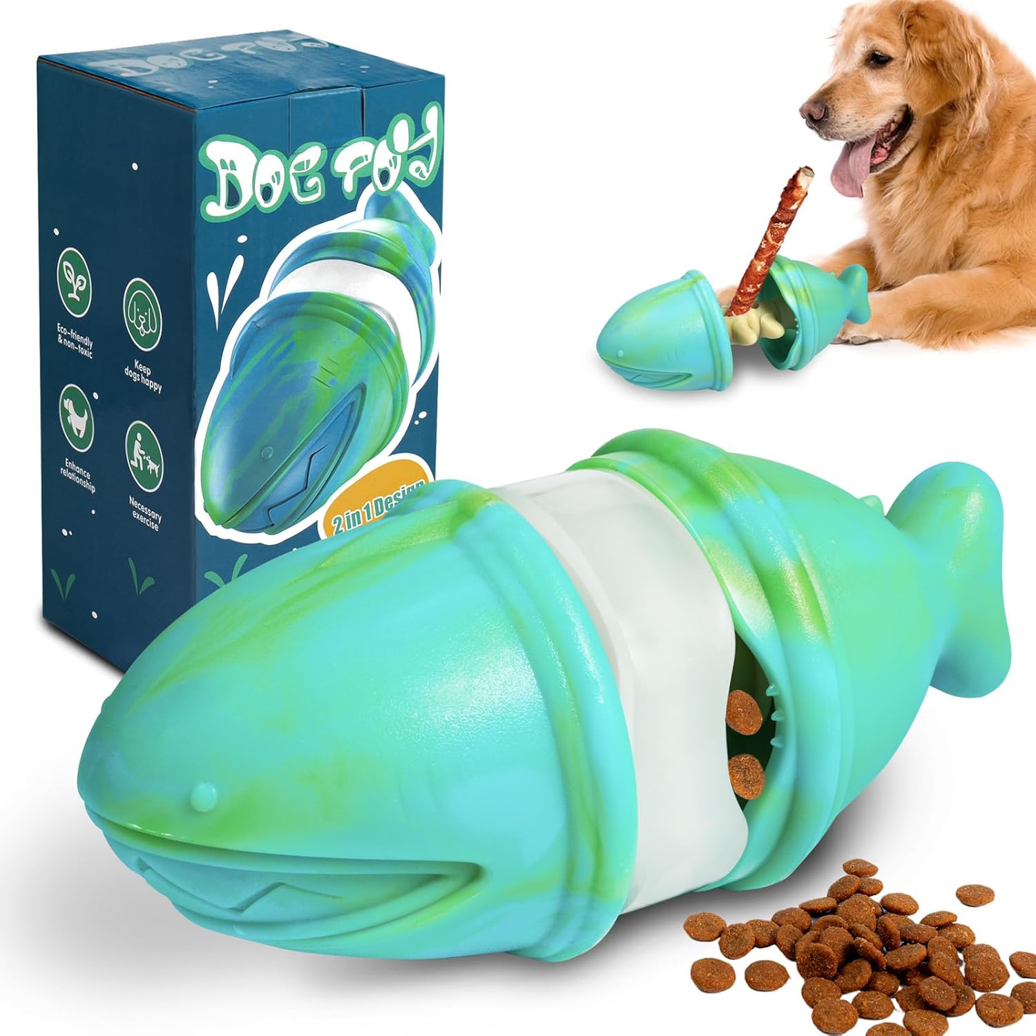 2-in-1 Treat Dispensing Chew T - Rubber Treat Dispensing Dog Toy recension och pris