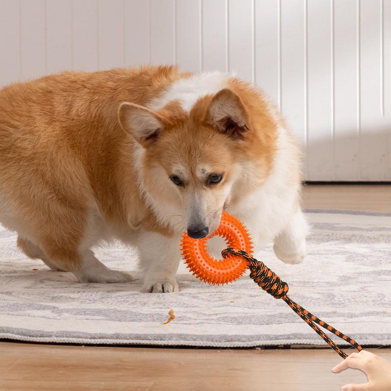 Squeaky Toys For Dogs Spiky Ri - Dog Rope Toy Aggressive Chewers recension och pris