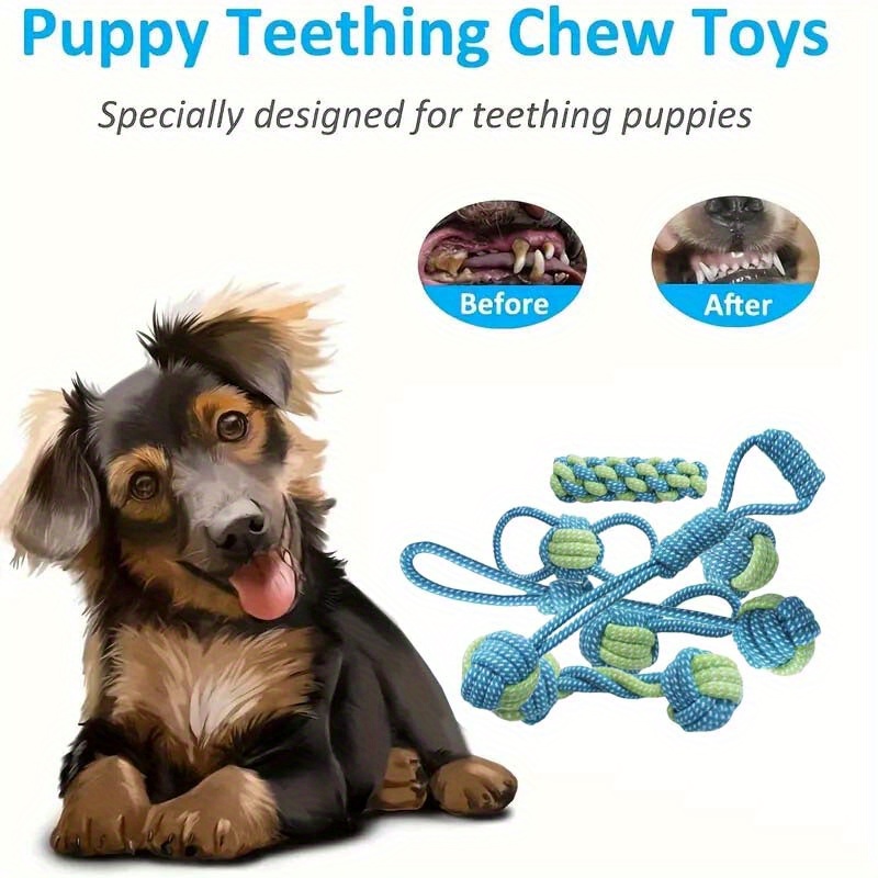 7pcs  Interactive Knot Toys Du - Dog Rope Toy Aggressive Chewers recension och pris
