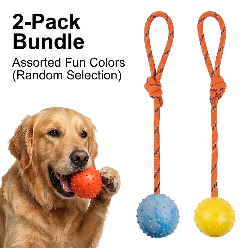 2-Pack Durable Rubber Dog Ball - Dog Rope Toy Aggressive Chewers recension och pris
